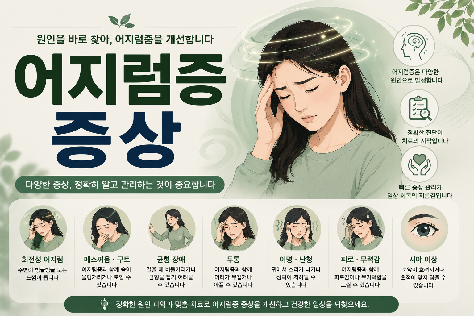 어지럼증 증상 — 유형별 원인과 치료 안내
